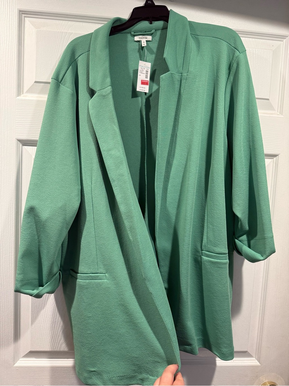 Maurices Green Open Front Blazer Jacket. Size 4x NWT - Picture 2 of 4